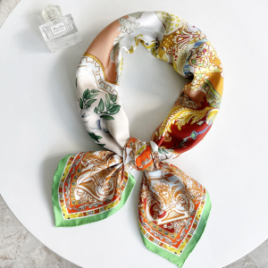 The Deer Kingdom Double-sided Print 16 Momme Silk Twill Scarf